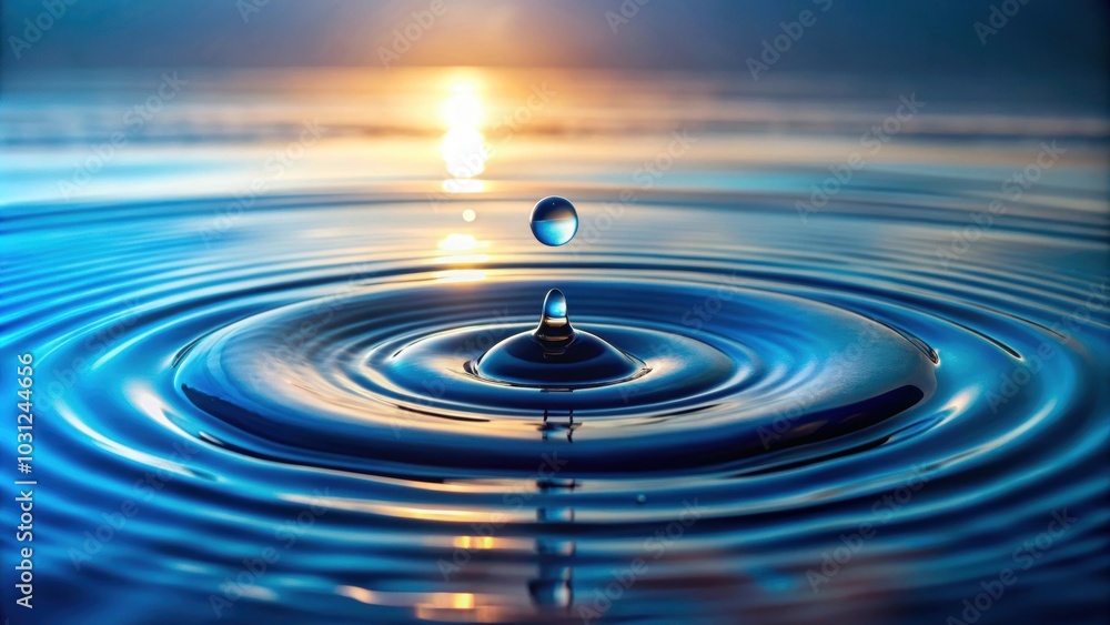 Water drops falling into the calm sea, creating beautiful ripples and reflections on the surface, water, drops, sea, ocean Water drops falling into the calm sea, creating beautiful ripples and reflections on the surface, water, drops, sea, ocean