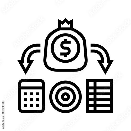financial planning tools budget planning line icon vector. financial planning tools budget planning sign. isolated contour symbol black illustration