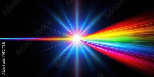 Spectrum light flare prism rainbow light flares overlay on black background, rainbow, spectrum, light flare