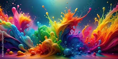 Colorful abstract background with vibrant and vivid splashes of color, abstract, vibrant, colorful, bright, backdrop, pattern