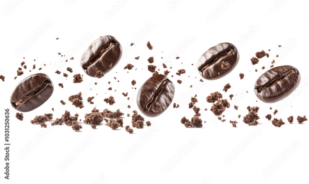 coffee beans and crumbs on transparent background coffee beans and crumbs on transparent background