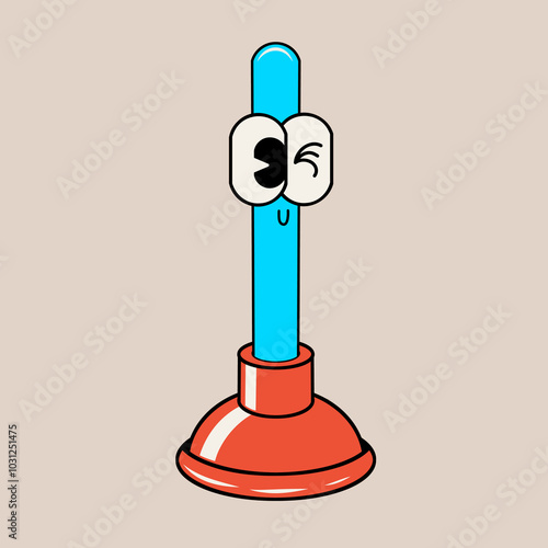 Doodle cute character illustration plunger sticker