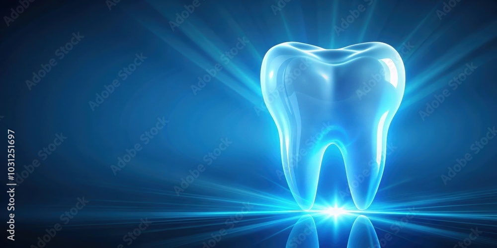 Glowing tooth protective cover on blue background, rendering, dental, tooth, protection, glowing, cover, shield, dentist Glowing tooth protective cover on blue background, rendering, dental, tooth, protection, glowing, cover, shield, dentist