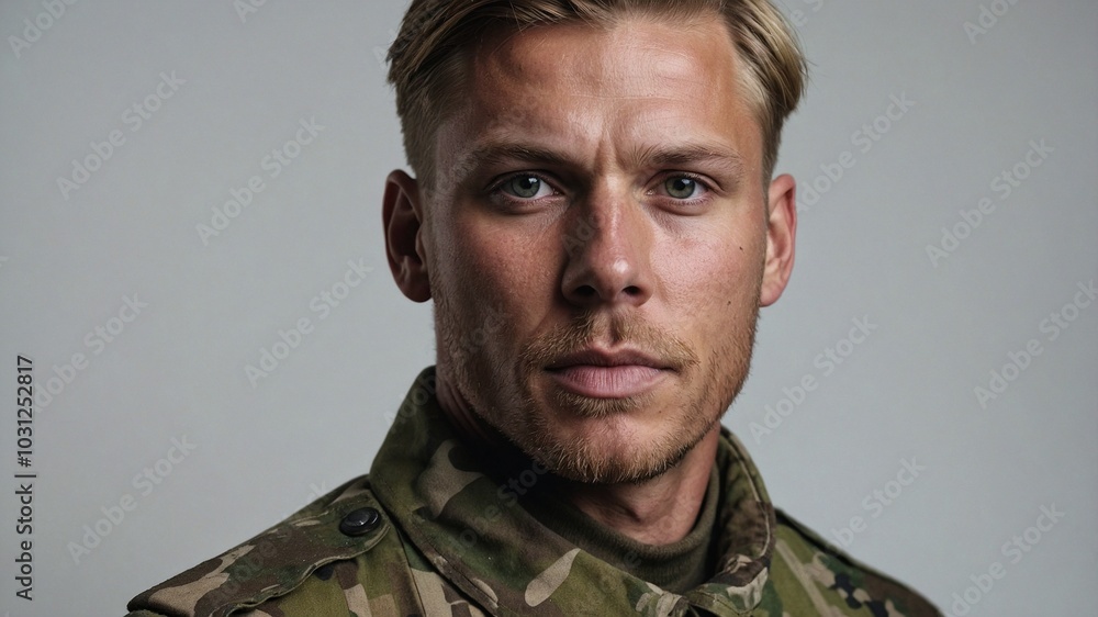 Professional soldier, close-up portrait Professional soldier, close-up portrait