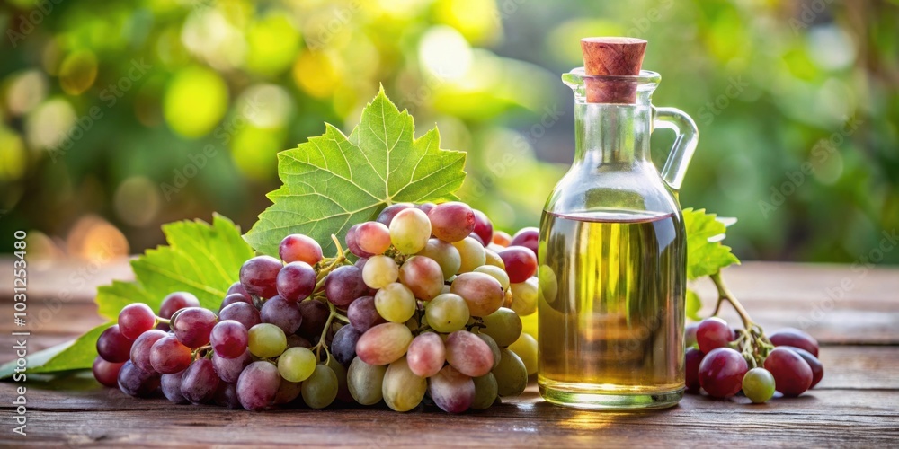 Fresh grape and grape seed oil in glass bottle, grape, seed, oil, glass, bottle, fresh, organic, healthy, natural Fresh grape and grape seed oil in glass bottle, grape, seed, oil, glass, bottle, fresh, organic, healthy, natural