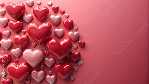 rendering of a set of dimensional hearts, , rendering,set, hearts, love, romance, Valentine's Day, abstract, design,graphic