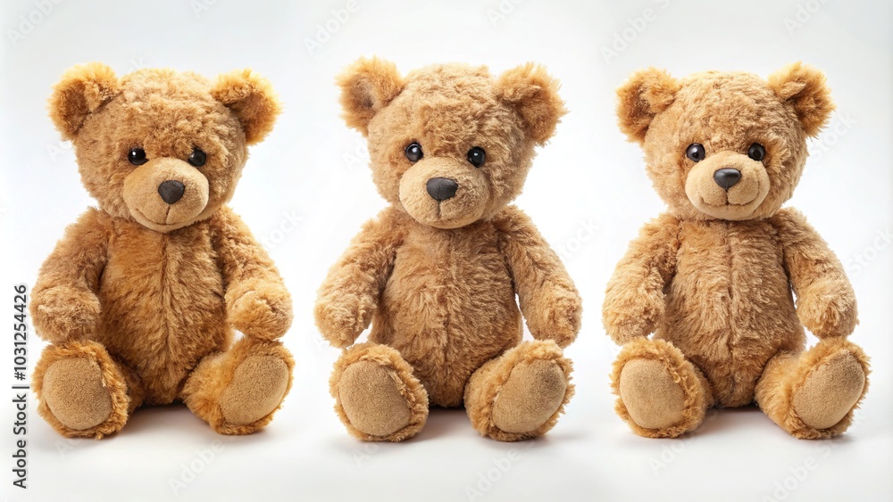 Long shot teddy bear from different angles isolated Long shot teddy bear from different angles isolated