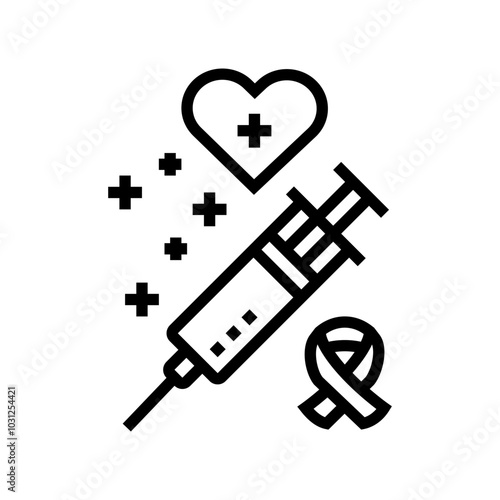 immunotherapy cancer treatment line icon vector. immunotherapy cancer treatment sign. isolated contour symbol black illustration