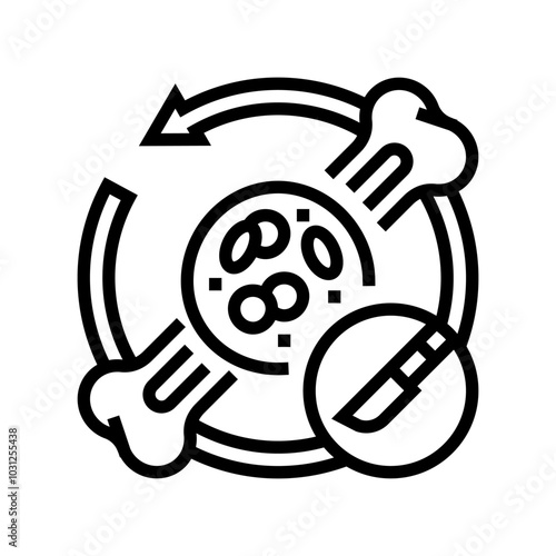 bone marrow transplant cancer treatment line icon vector. bone marrow transplant cancer treatment sign. isolated contour symbol black illustration