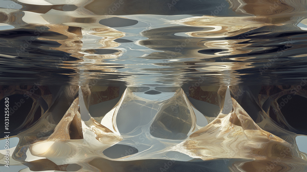 Fototapeta premium shimmering pool water texture with rippling caustics and shadow play