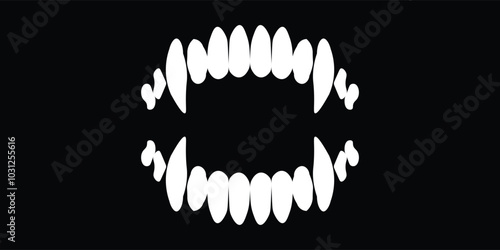 Vampire teeth vector isolated on black background