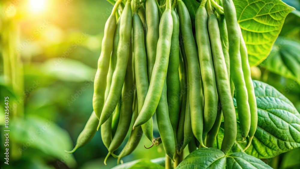 Fresh green cluster beans on plant in garden, vegetables, guar beans, organic, agriculture, farming, fresh, green, plant Fresh green cluster beans on plant in garden, vegetables, guar beans, organic, agriculture, farming, fresh, green, plant