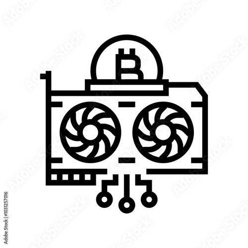 gpu cryptocurrency mining line icon vector. gpu cryptocurrency mining sign. isolated contour symbol black illustration