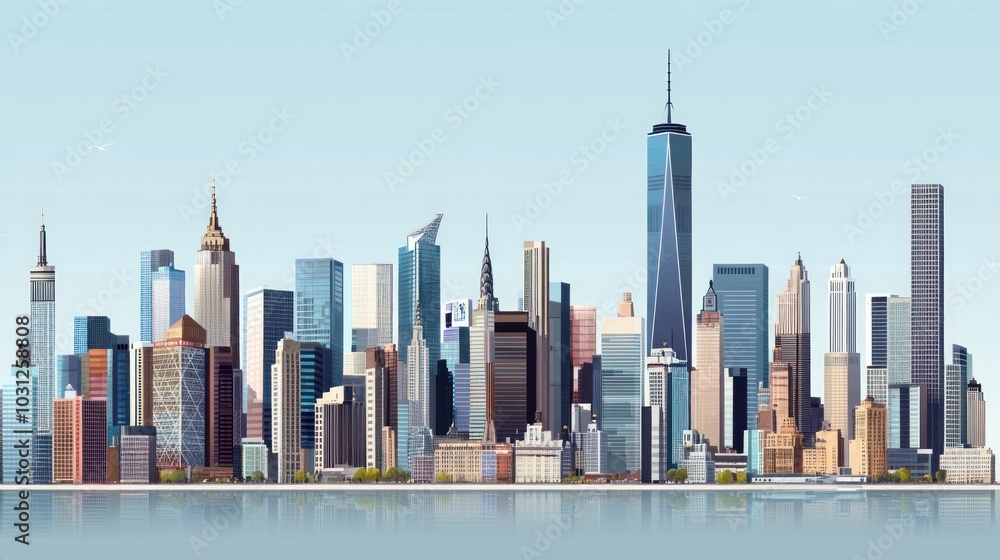 Obraz premium Cityscape illustrations vector, showing detailed views of cities like New York, Tokyo, and Paris, modern and vibrant