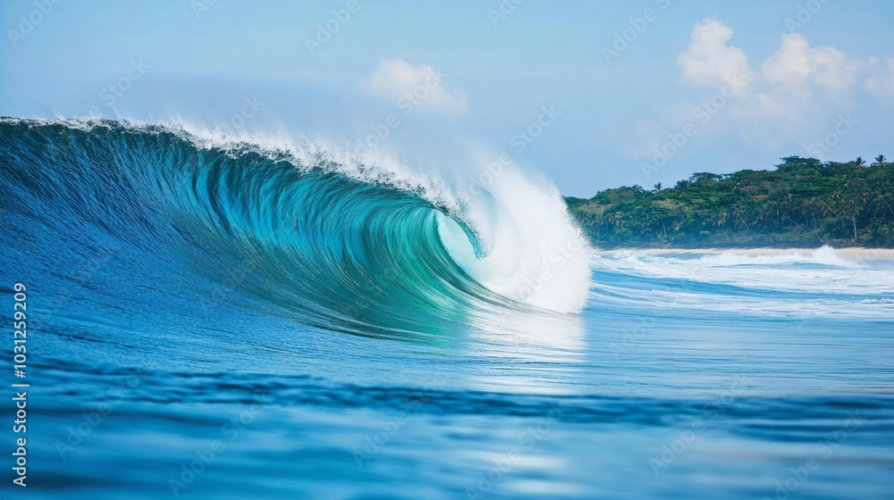 Ocean Wave Power Vibrant Blue Water Crisp White Foam Ocean Wave Power Vibrant Blue Water Crisp White Foam
