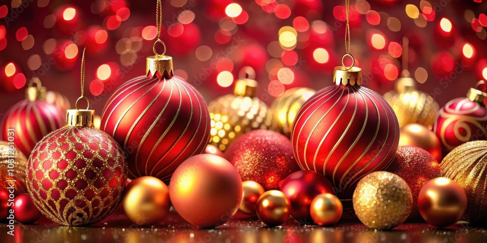 Christmas background with elegant red and gold Christmas balls , holiday, festive, decoration, ornaments, celebration, shiny Christmas background with elegant red and gold Christmas balls , holiday, festive, decoration, ornaments, celebration, shiny