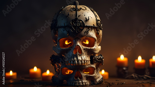 Halloween skull stack decoration For Halloween Background 