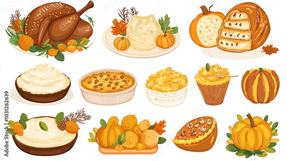 A delightful assortment of autumn-themed dishes and desserts featuring pumpkins and seasonal flavors. A delightful assortment of autumn-themed dishes and desserts featuring pumpkins and seasonal flavors.