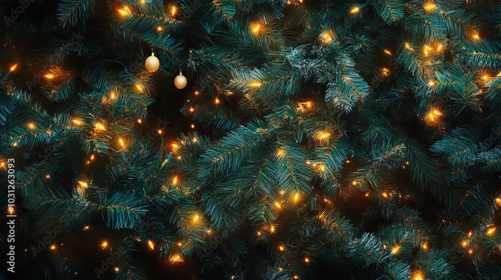 Close-up view of a Christmas tree background Close-up view of a Christmas tree background