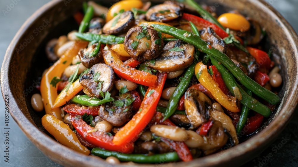 Colorful Vegetable Medley with Mushrooms and Beans Colorful Vegetable Medley with Mushrooms and Beans