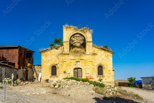 Ancient 18th-century Albanian church in Madrasa village, Azerbaijan as seen in Aug 2024.