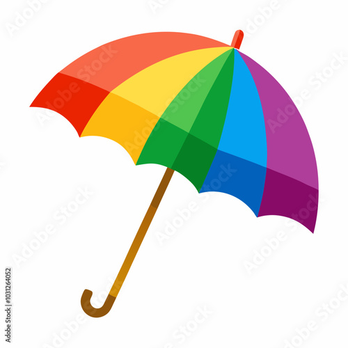 rainbow umbrella isolated on white background