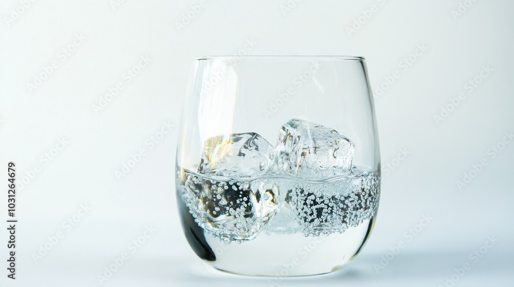 Refreshing Glass of Sparkling Water with Ice Cubes Refreshing Glass of Sparkling Water with Ice Cubes
