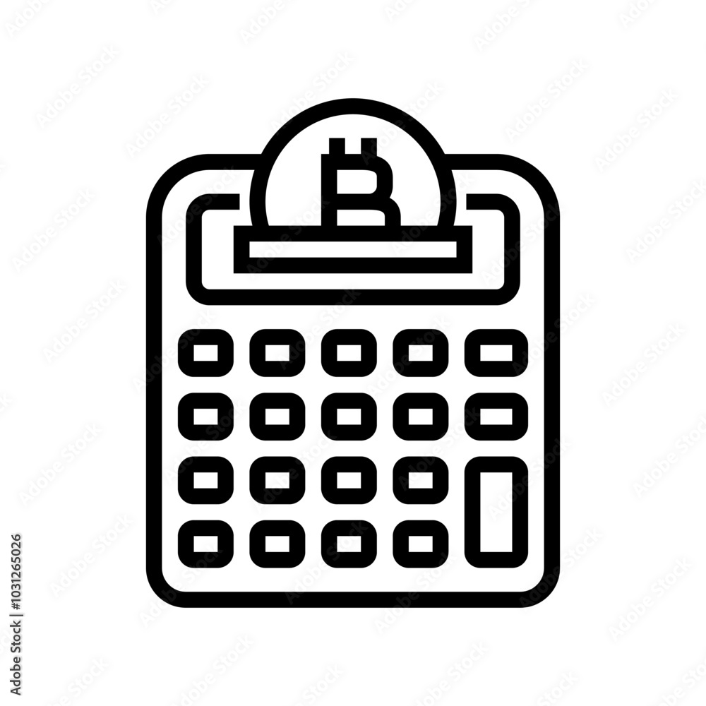 calculator cryptocurrency mining line icon vector. calculator cryptocurrency mining sign. isolated contour symbol black illustration calculator cryptocurrency mining line icon vector. calculator cryptocurrency mining sign. isolated contour symbol black illustration