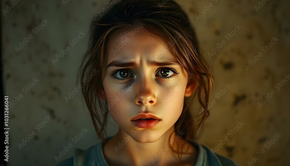 Fototapeta premium A young woman with a worried expression