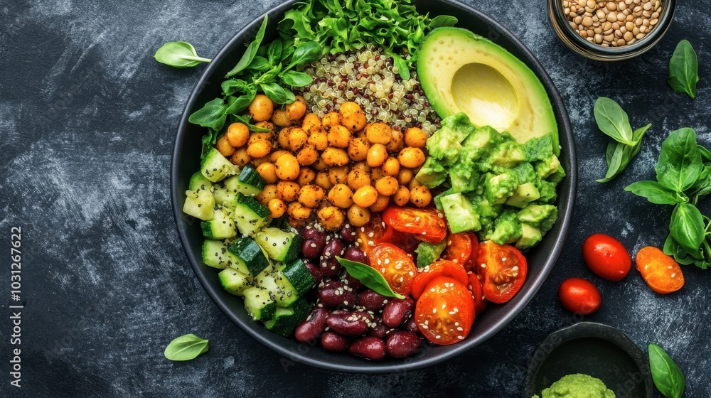 Colorful Healthy Salad Bowl with Fresh Ingredients Colorful Healthy Salad Bowl with Fresh Ingredients