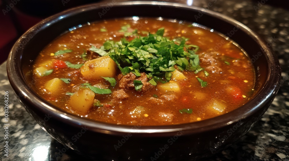 Hearty Bowl of Savory Meat and Vegetable Stew Hearty Bowl of Savory Meat and Vegetable Stew
