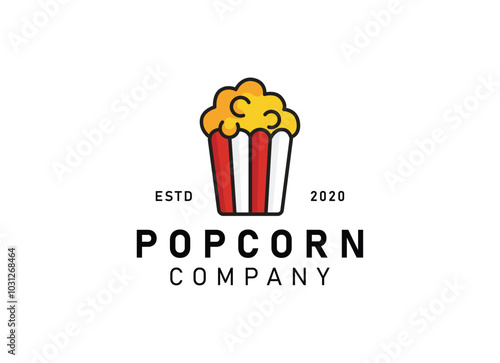 Popcorn logo, label, symbol or sign isolated on white background