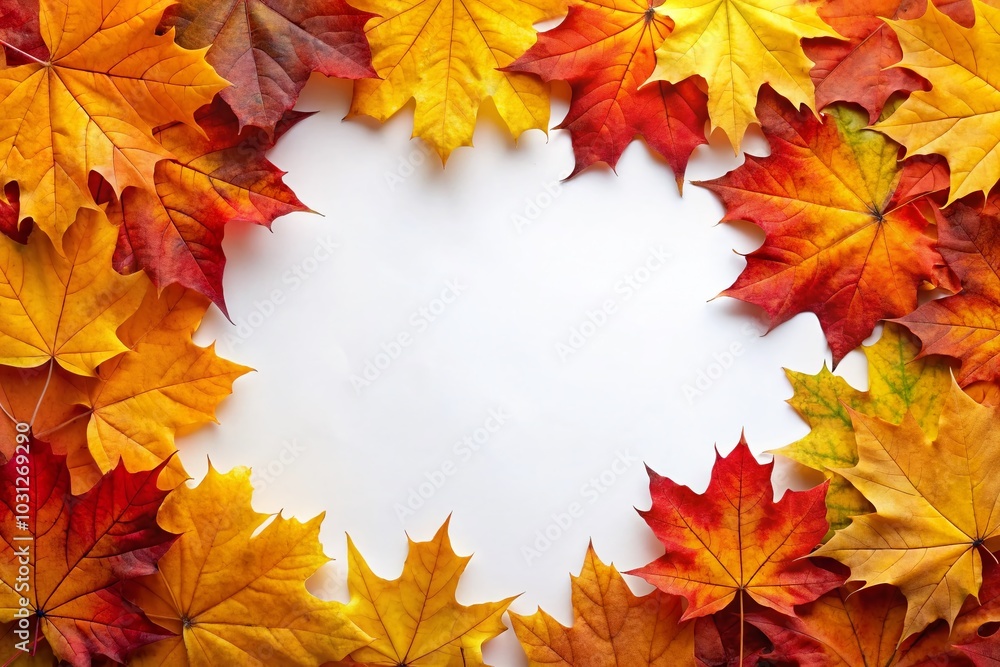 Autumn Maple Leaves Frame on White Background - Perfect for Seasonal Decor and Design Projects Autumn Maple Leaves Frame on White Background - Perfect for Seasonal Decor and Design Projects