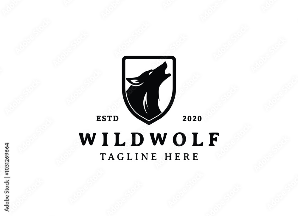 Wild Wolf Logo Design. Silhouette of wolf logo design Wild Wolf Logo Design. Silhouette of wolf logo design