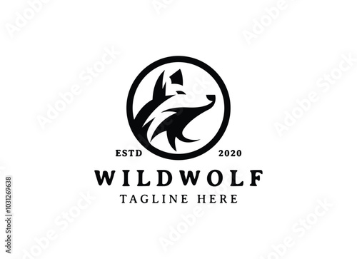 Wild Wolf Logo Design. Silhouette of wolf logo design