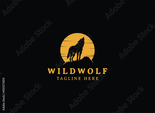 Wild Wolf Logo Design. Silhouette of wolf logo design