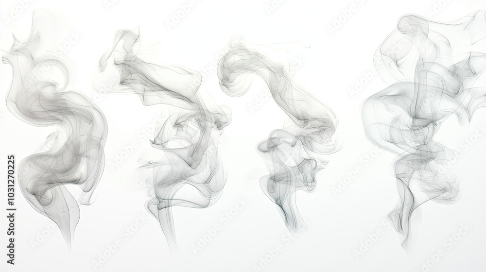 Fototapeta premium Gentle White Smoke Waves Flowing Gracefully Against a Blank Backdrop Generative AI