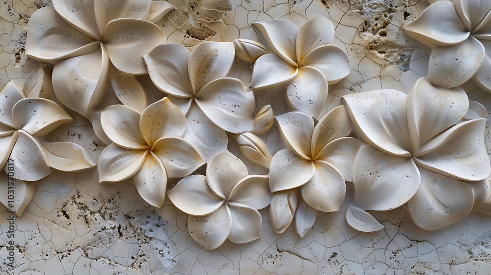 Seamless Plumeria carved stone on a marble background. Seamless Plumeria carved stone on a marble background.