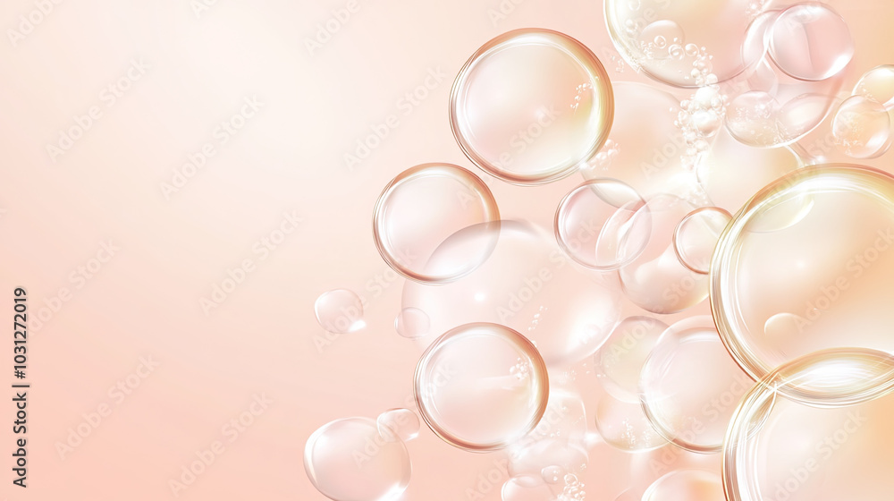 pink bubbles oil or collagen serum for cosmetic product, 3d rendering pink bubbles oil or collagen serum for cosmetic product, 3d rendering