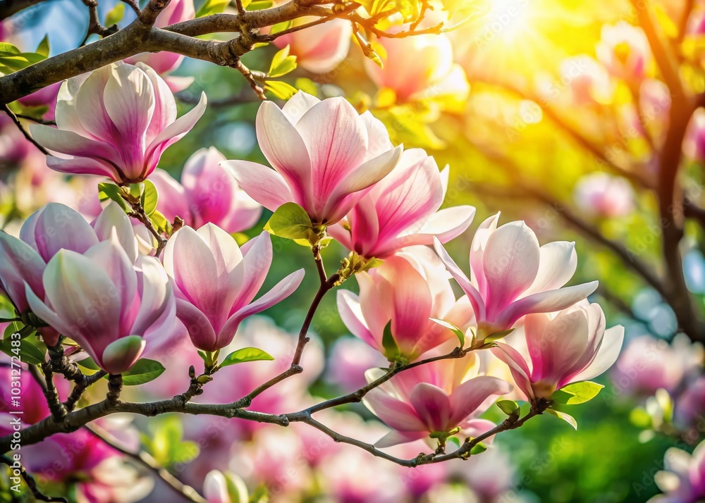 Obraz premium Beautiful Magnolia Flowers in Spring - Perfect for Mother's Day Celebrations
