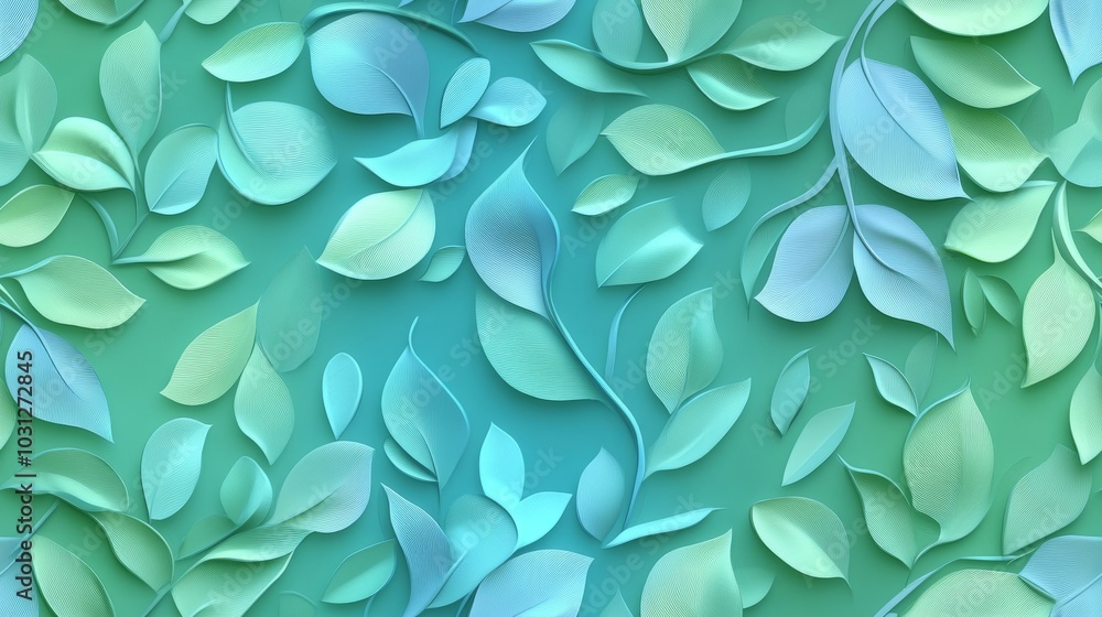 Fresh Green Leaves in a Vibrant Paper Cut Design Fresh Green Leaves in a Vibrant Paper Cut Design