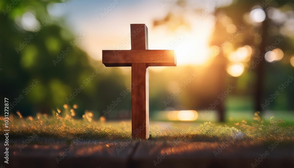 Christian Cross Against a Beautiful Sunset Christian Cross Against a Beautiful Sunset