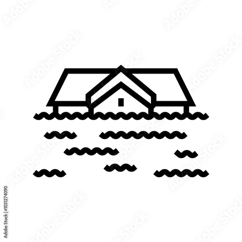 flooded house disaster line icon vector. flooded house disaster sign. isolated contour symbol black illustration