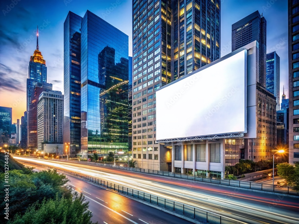 Fototapeta premium Billboard Mockup in Urban Center - High Dynamic Range Cityscape