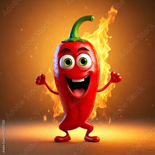 Cute Cartoon Hot Chili Pepp...