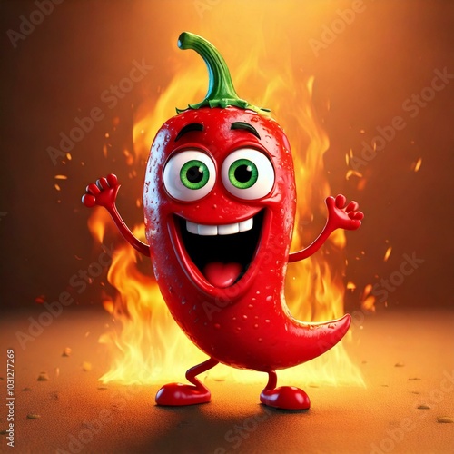 Cute Cartoon Hot Chili Pepp...