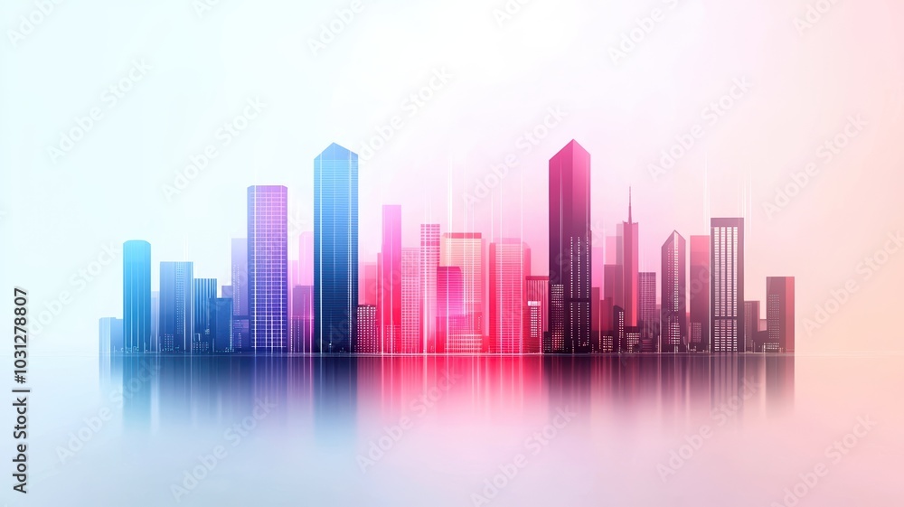 Futuristic skyline with vibrant gradient colors Futuristic skyline with vibrant gradient colors