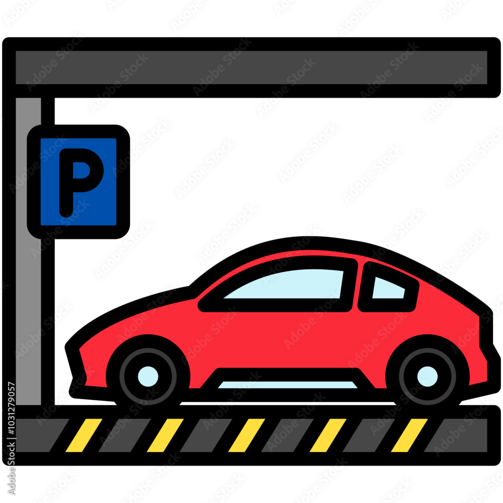 Car Park flat lineal multi color icon, use for UI, UX, app and web development, digital or print. for industry, education, construction, transportation, environment, urban planning theme. Car Park flat lineal multi color icon, use for UI, UX, app and web development, digital or print. for industry, education, construction, transportation, environment, urban planning theme.
