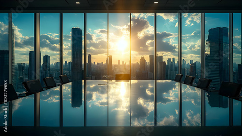 Modern conference room with...