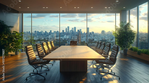 Modern conference room with...